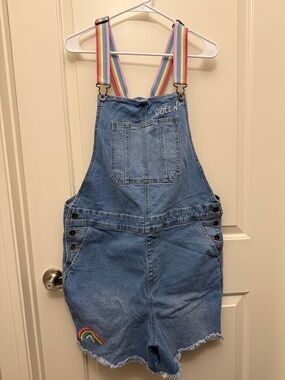 Pride Denim Queen Shortalls Rainbow - XL